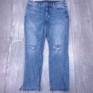 Silver Jeans Womens Avery Slim Ankle Jeans Size 28 Blue Denim Mid Rise Raw Hem